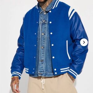Fashion Nove PreOwned Royal Blue Varsity Bomber Jacket - Classic Letterman Style